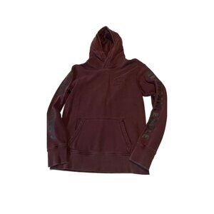 American Eagle Burgundy Hoodie Size Mens XS Logo Arms